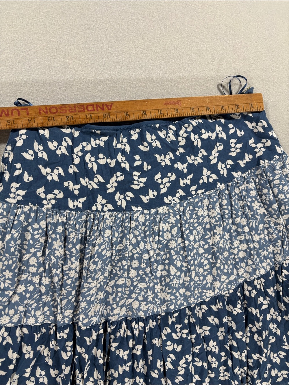 Ralph Lauren cotton Blue Floral Tiered Midi Skirt - - Picture 5 of 11